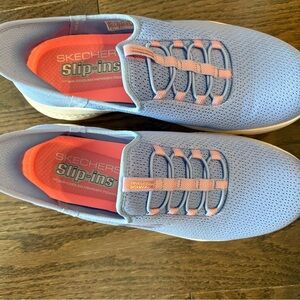 Skechers Slip-Ins Lightweight Slip-On Sneakers - Blue with Orange Accents